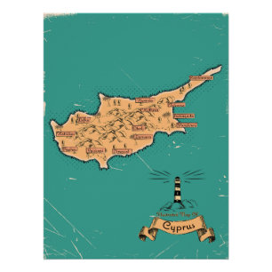Geïllustreerde reisplattegrond Cyprus Perfect Poster
