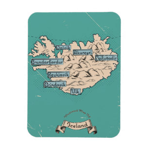 Geïllustreerde reisplattegrond IJsland Magneet