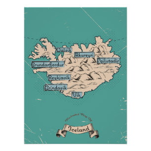 Geïllustreerde reisplattegrond IJsland Perfect Poster