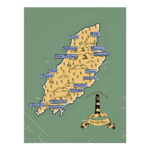 Geïllustreerde reisplattegrond Isle Of Man Perfect Poster