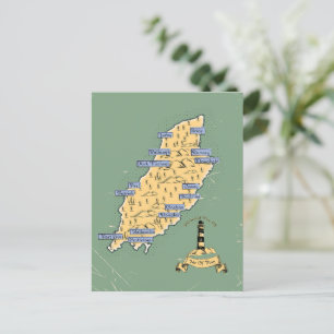Geïllustreerde reisplattegrond Isle Of Man Uitnodiging Briefkaart