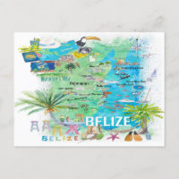 Geïllustreerde reisplattegrond van Belize Caribbea
