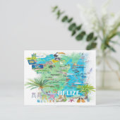 Geïllustreerde reisplattegrond van Belize Caribbea Briefkaart (Staand voorkant)