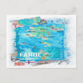 Geïllustreerde reisplattegrond van de Faeröer  Briefkaart (Voorkant)
