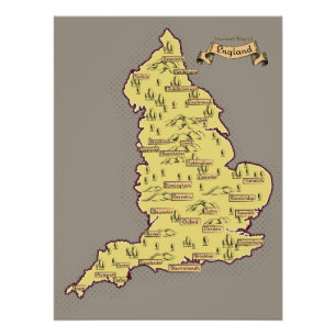Geïllustreerde reisplattegrond van Engeland Perfect Poster