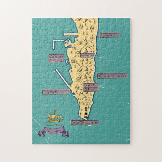 Geïllustreerde reisplattegrond van Gibraltar Legpuzzel (Verticaal)