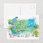 Geïllustreerde reisplattegrond van Guatemala met w Briefkaart (Voorkant / Achterkant)