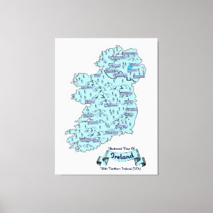 Geïllustreerde reisplattegrond van Ierland Canvas Afdruk