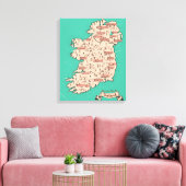 Geïllustreerde reisplattegrond van Ierland Canvas Afdruk (Insitu (Woonkamer))