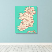 Geïllustreerde reisplattegrond van Ierland Canvas Afdruk (Insitu (Houten vloer))