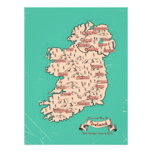 Geïllustreerde reisplattegrond van Ierland Foto Afdruk