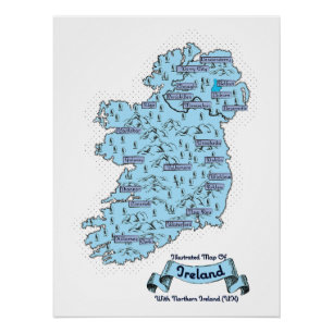 Geïllustreerde reisplattegrond van Ierland Perfect Poster