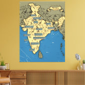 Geïllustreerde reisplattegrond van India Canvas Afdruk (Insitu (Woonkamer))