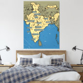 Geïllustreerde reisplattegrond van India Canvas Afdruk (Insitu (Slaapkamer))