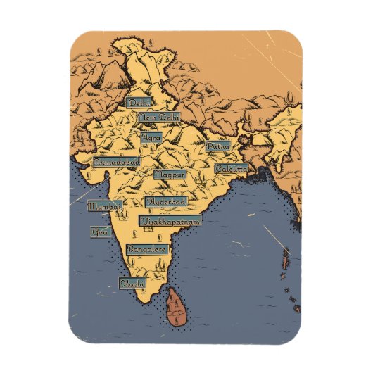Geïllustreerde reisplattegrond van India Magneet (Verticaal)