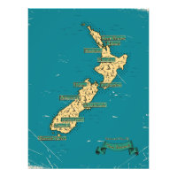 Geïllustreerde reisplattegrond van Nieuw-Zeeland