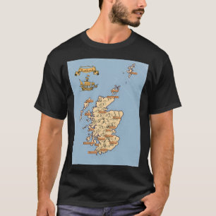 Geïllustreerde reisplattegrond van Schotland T-shirt