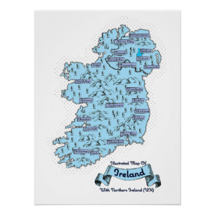 Geïllustreerde reisplattegrond van Schotland (Turq Perfect Poster