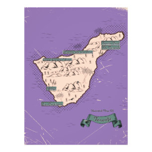 Geïllustreerde reisplattegrond van Tenerife Foto Afdruk
