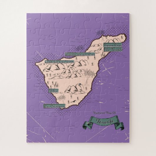 Geïllustreerde reisplattegrond van Tenerife Legpuzzel (Verticaal)