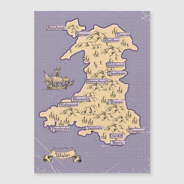 Geïllustreerde reisplattegrond van Wales (Voorkant)