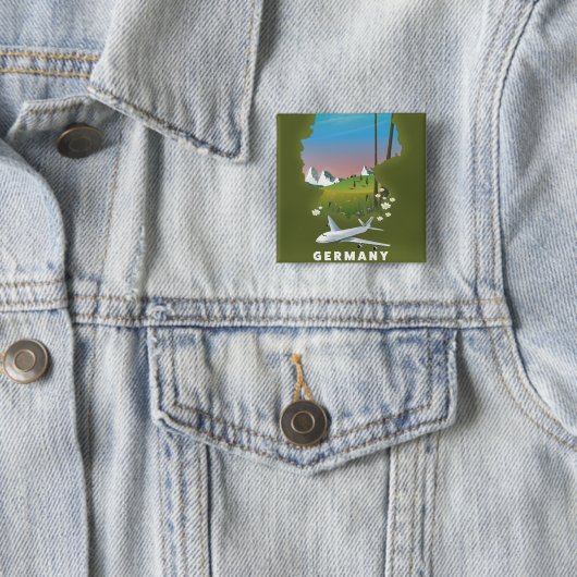 Geïllustreerde reisposter Duitsland Vierkante Button 5,1 Cm (In situ)