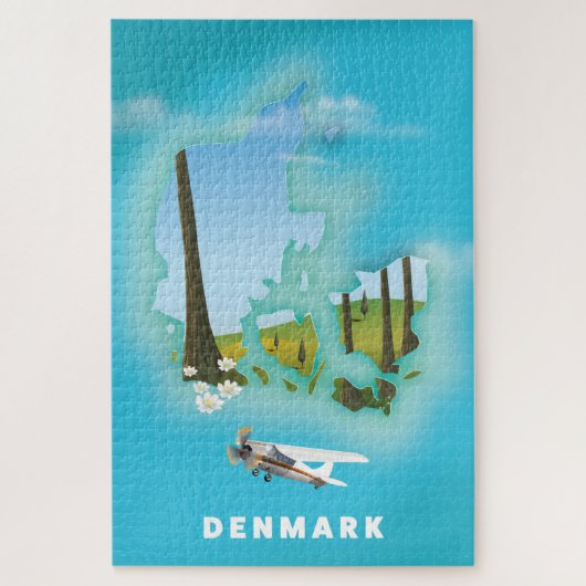 Geïllustreerde reisposter van Denemarken. Legpuzzel (Verticaal)