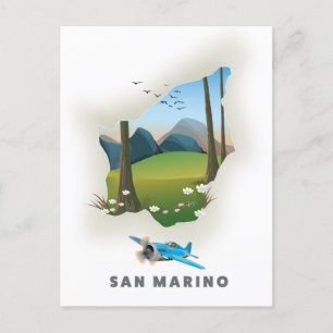 Geïllustreerde reisposter van San Marino. Briefkaart