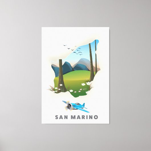 Geïllustreerde reisposter van San Marino. Canvas Afdruk (Voorkant)