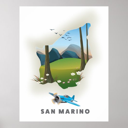 Geïllustreerde reisposter van San Marino. Poster (Voorkant)