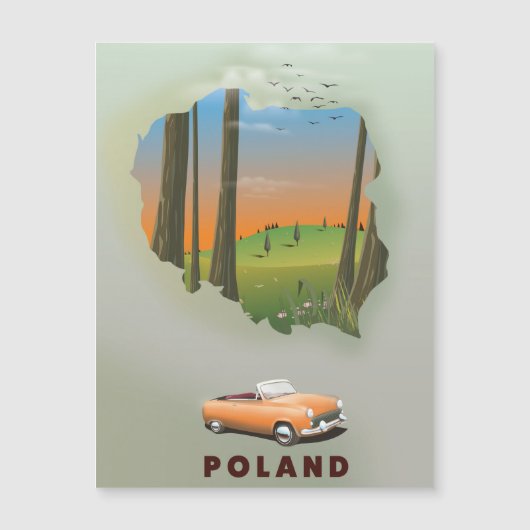 Geïllustreerde reisposterprint van Polen. (Voorkant)
