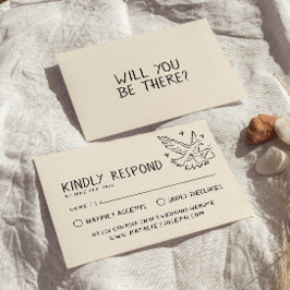 Geïllustreerde retro handgeschreven eigenzinnige b RSVP kaartje