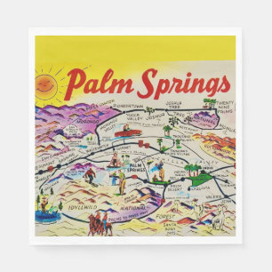Geïllustreerde Retro Palm Springs Servet