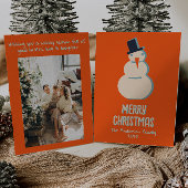  geïllustreerde rode crème sneeuwpop kerst feestdagenkaart