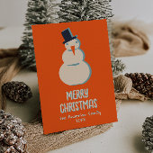 geïllustreerde rode crème sneeuwpop kerst feestdagenkaart