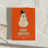  geïllustreerde rode crème sneeuwpop kerst feestdagenkaart