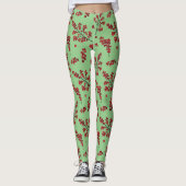 Geïllustreerde rode Holly Berries Leggings (Voorkant)