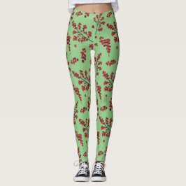 Geïllustreerde rode Holly Berries Leggings