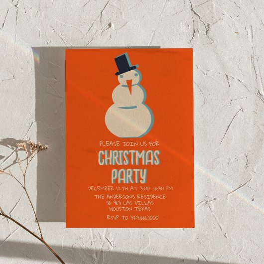  geïllustreerde rode kerst sneeuwpop partij kaart