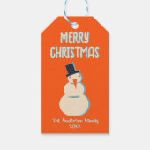  geïllustreerde rode vrolijke kerstsneeuwman cadeaulabel (Voorkant)