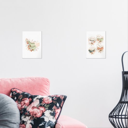 Geïllustreerde Roller Schaatsen Bloemen Print Set (Woonkamer)