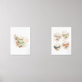 Geïllustreerde Roller Schaatsen Bloemen Print Set