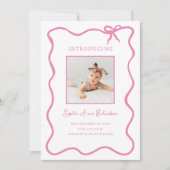 Geïllustreerde roze Franse boog | Baby Geboorte Aankondiging (Voorkant)