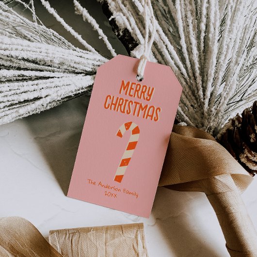 geïllustreerde roze vrolijke kerst Snoep bar Cadeaulabel
