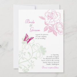 Geïllustreerde Rozen & Butterfly Spring Wedding Kaart