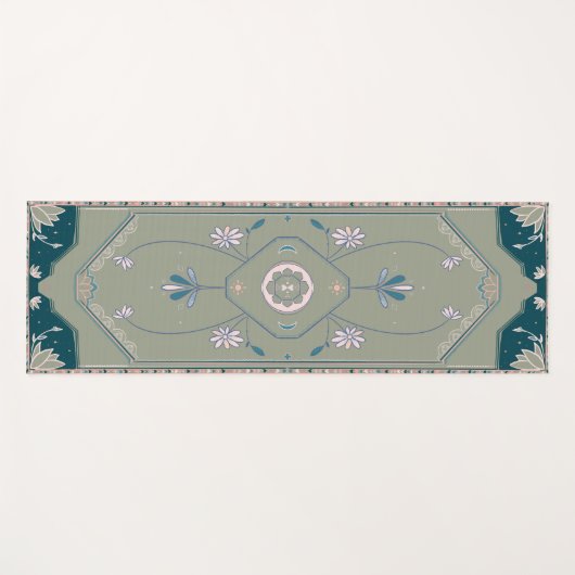 Geïllustreerde Sage Area Rug Yogamat (Voorkant (horizontaal))