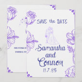 Geïllustreerde Save the Date Uitnodiging (Voorkant / Achterkant)