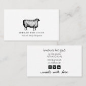 Geïllustreerde schapenbreiwerkplaats visitekaartje (Voorkant / Achterkant)