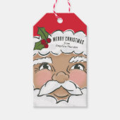 Geïllustreerde Schattigee Kerstman Gezicht Kerstva Cadeaulabel (Voorkant)