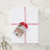 Geïllustreerde Schattigee Kerstman Gezicht Kerstva Cadeaulabel (Met Touw)